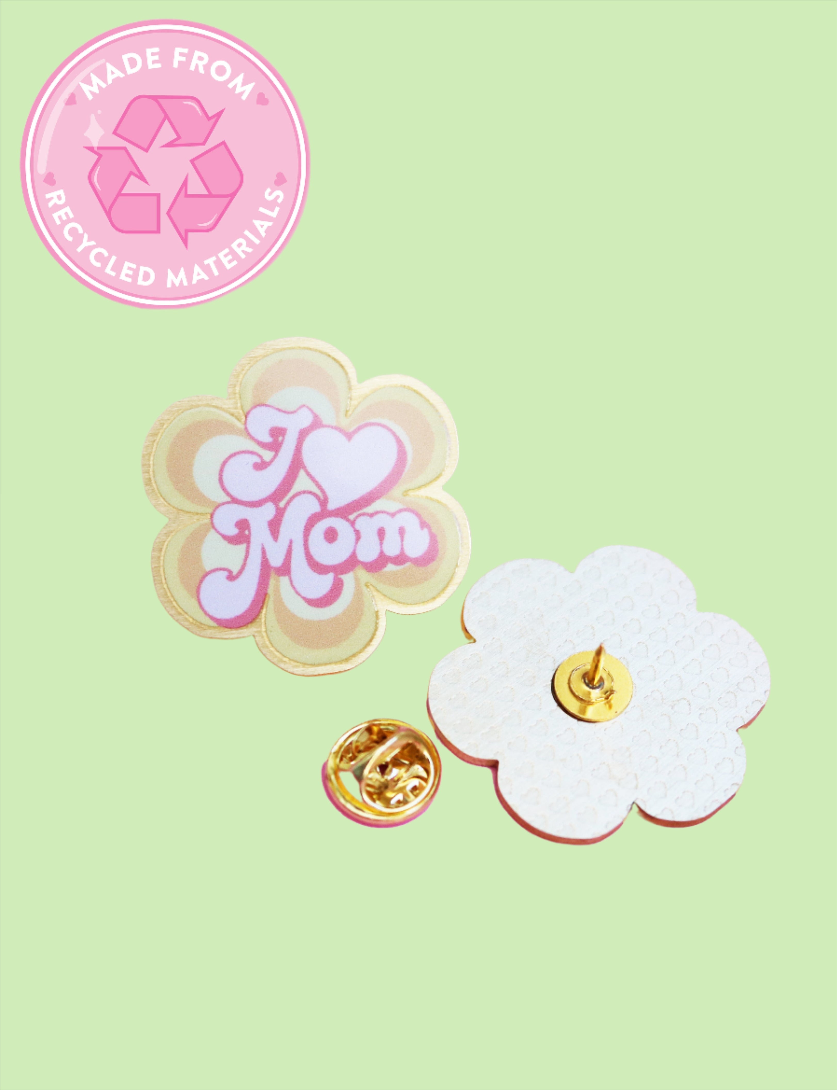 I Love Mom - Recycled Metal Pin – Mia Maples Market